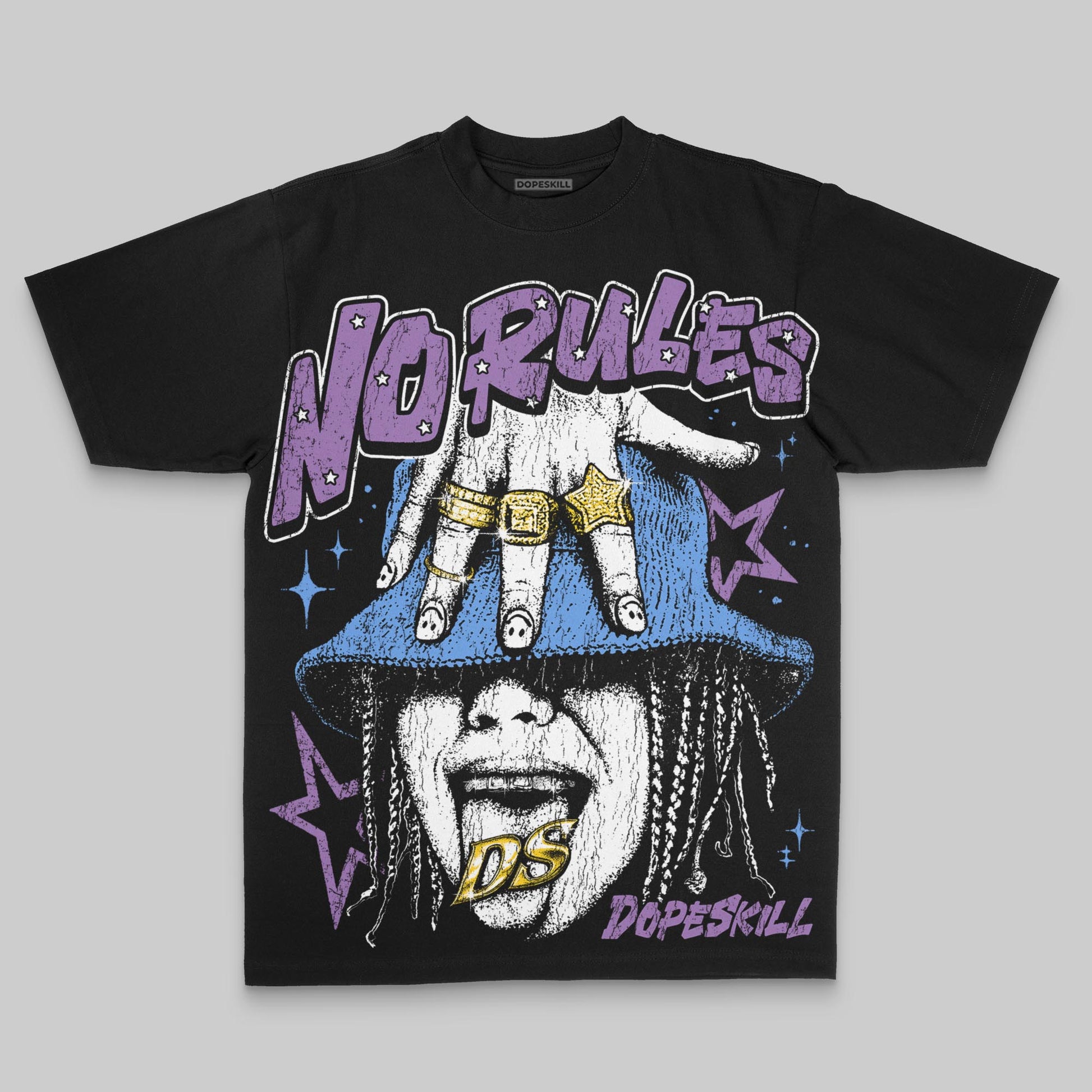 Purple Oversize Print No Rules DopeSkill Graphic Premium T-shirt Streetwear - black