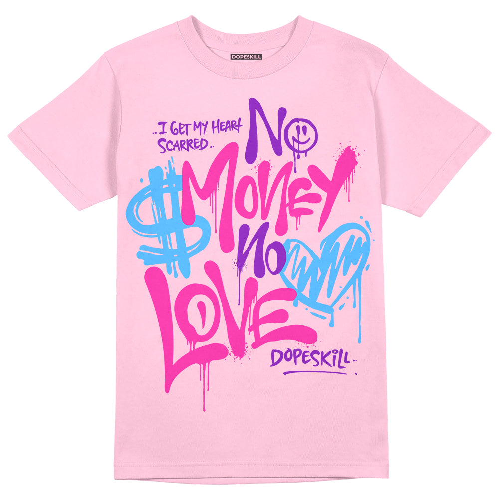 Pink Sneakers DopeSkill Pink T-Shirt No Money No Love Typo Graphic Streetwear