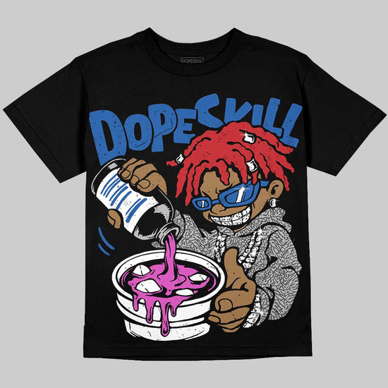 Jordan 3 True Blue DopeSkill T-Shirt Pour Up Graphic Streetwear - Black