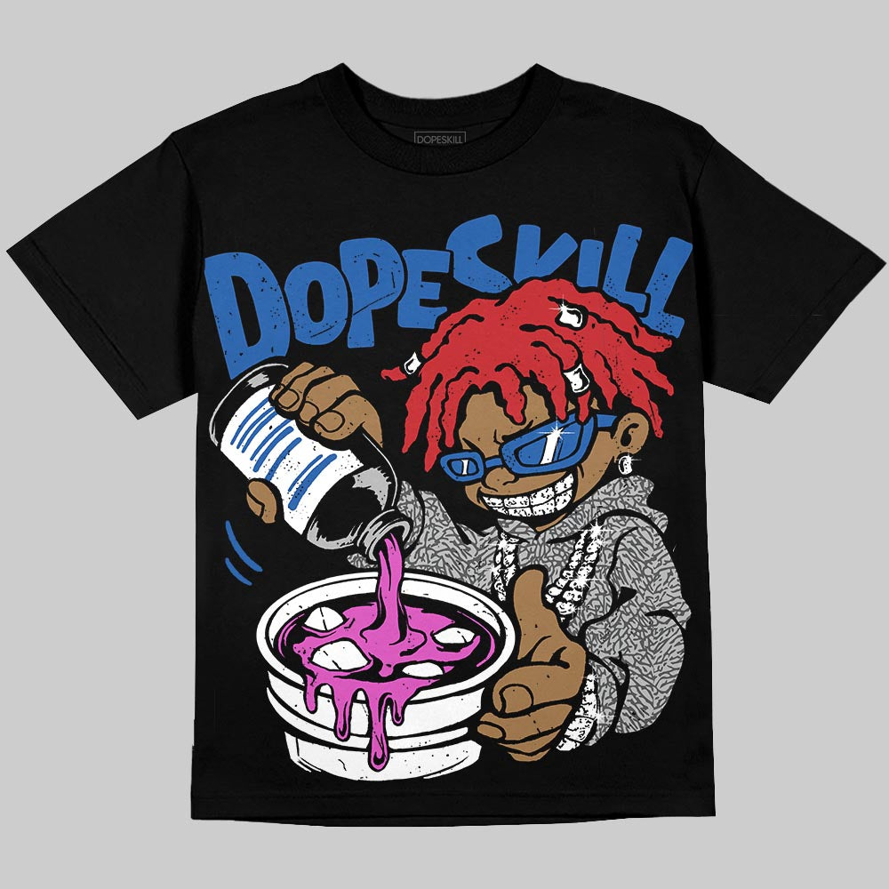 Jordan 3 True Blue DopeSkill T-Shirt Pour Up Graphic Streetwear - Black
