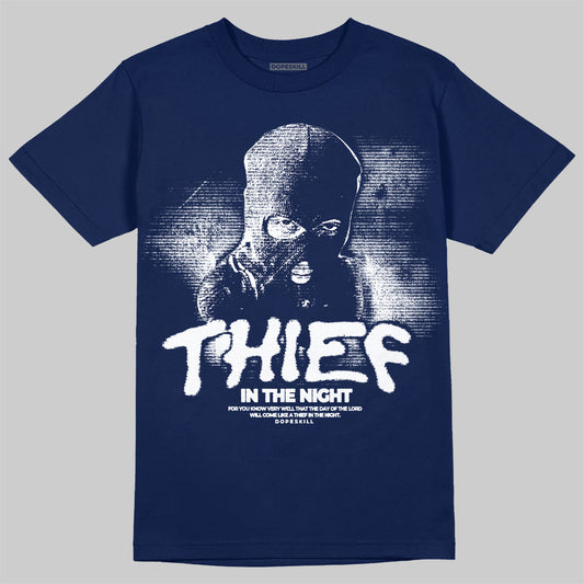 Jordan 4 SB “Summit White/Navy” DopeSkill T-Shirt Thief In The Night Graphic Streetwear Navy