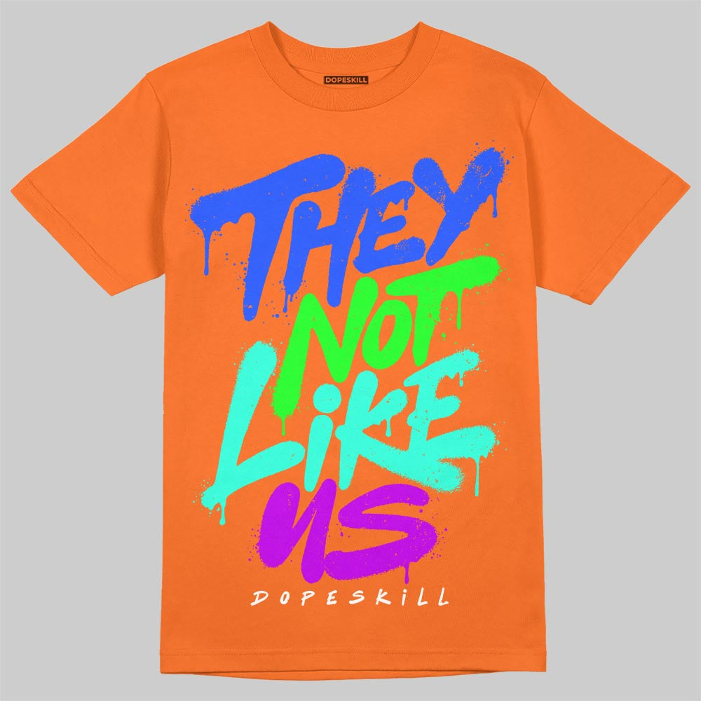 Orange, Black and White Sneakers DopeSkill T-Shirt They Not Like Us Graphic Streetwear - Orange 