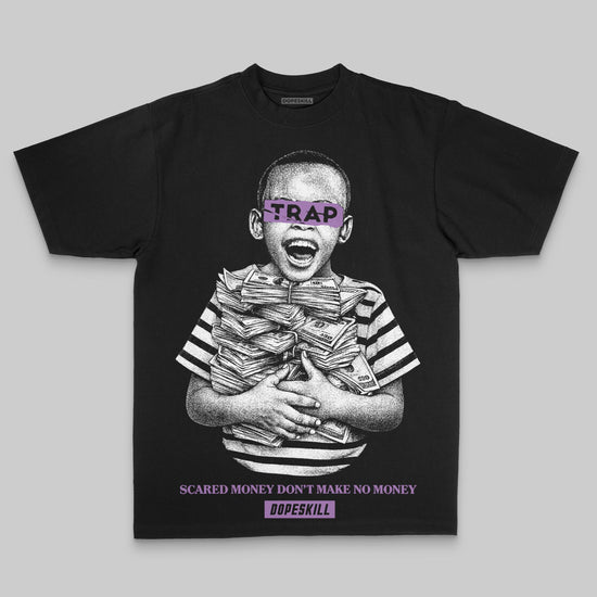 Purple Oversize Print Scared Money Don't Make No Money DopeSkill Graphic Premium T-shirt Streetwear - black