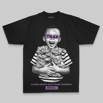 Purple Oversize Print Scared Money Don't Make No Money DopeSkill Graphic Premium T-shirt Streetwear - black