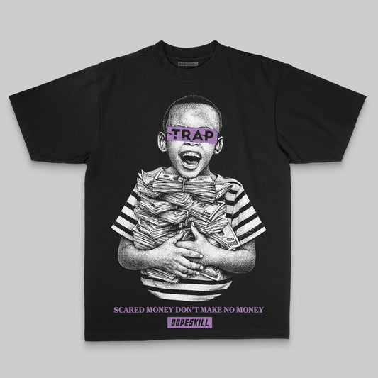 Purple Oversize Print Scared Money Don't Make No Money DopeSkill Graphic Premium T-shirt Streetwear - black