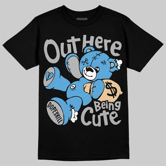 Jordan 14 Black and University Blue DopeSkill T-Shirt Out Here Being Cute Graphic Streetwear - Black