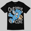 Jordan 14 Black and University Blue DopeSkill T-Shirt Out Here Being Cute Graphic Streetwear - Black