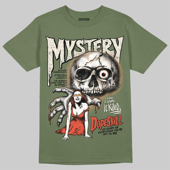 Jordan 3 “Medium Olive” aka “Family Affair” DopeSkill T-Shirt Mystery Ghostly Grasp Graphic Streetwear - Military Green