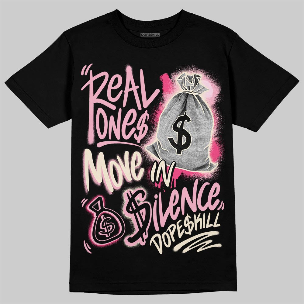 Jordan 4 "Iced Carmine" DopeSkill T-Shirt Real Ones Move In Silence Graphic Streetwear - Black