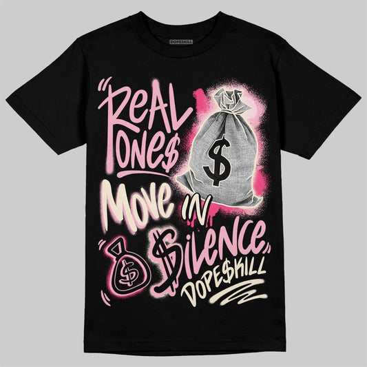 Jordan 4 "Iced Carmine" DopeSkill T-Shirt Real Ones Move In Silence Graphic Streetwear - Black
