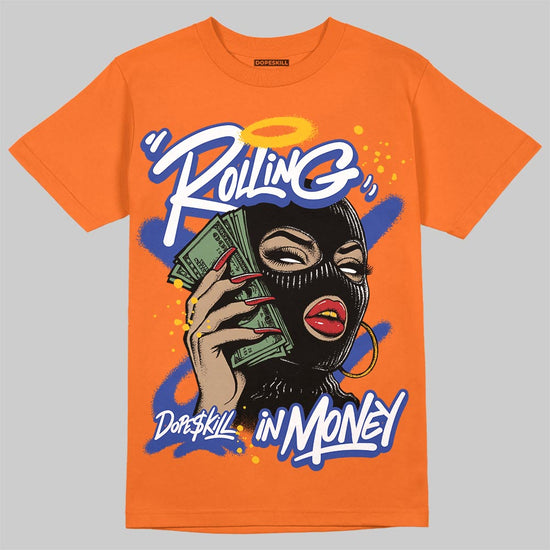 Orange, Black and White Sneakers DopeSkill T-Shirt Rolling in Money Graphic Streetwear - Orange