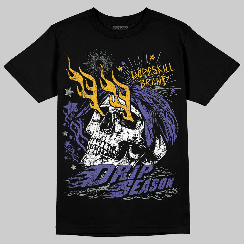 Jordan 4 Retro Lakers DopeSkill T-Shirt Drip Season Graphic Streetwear - Black