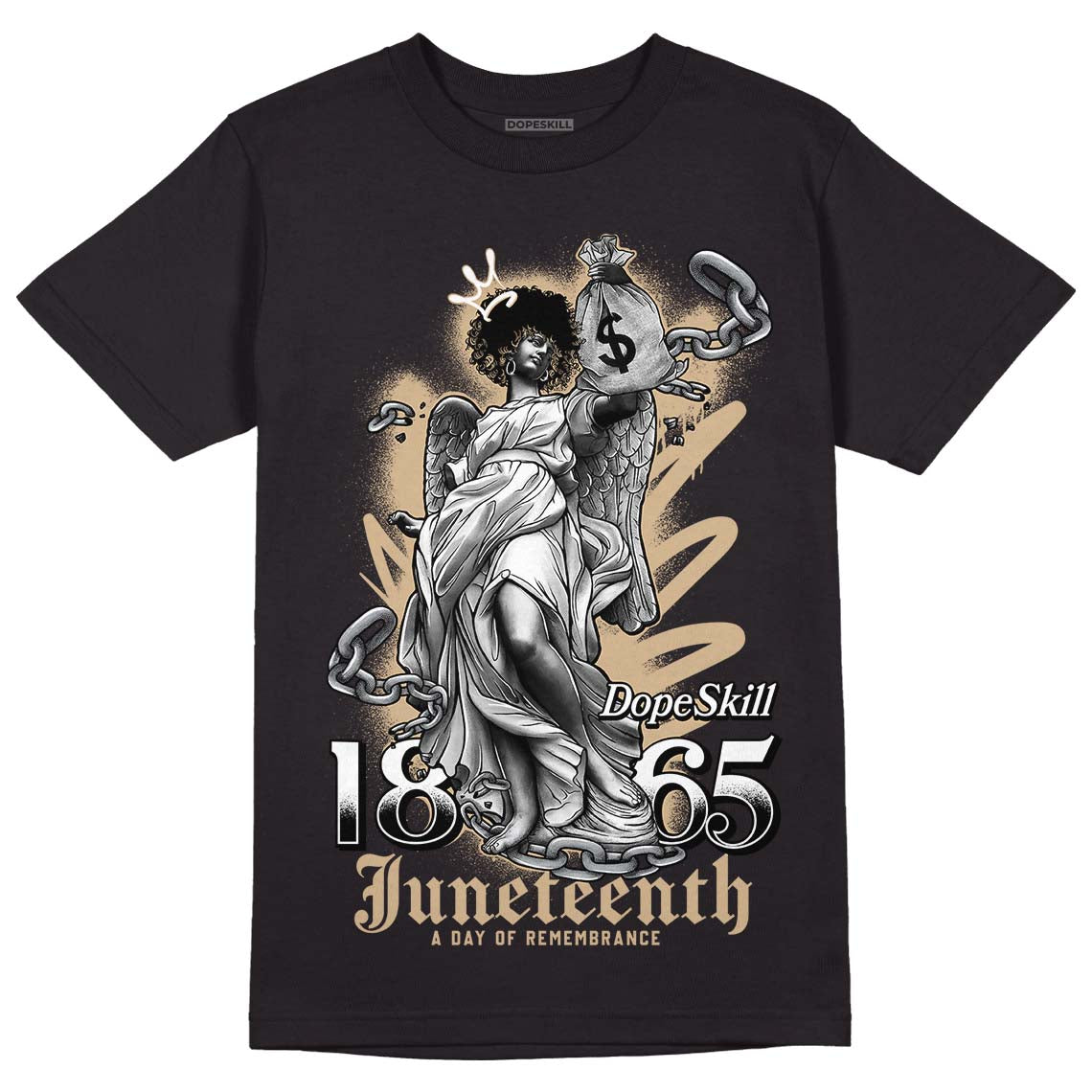 TAN Sneakers DopeSkill T-Shirt Juneteenth Graphic Streetwear - Black