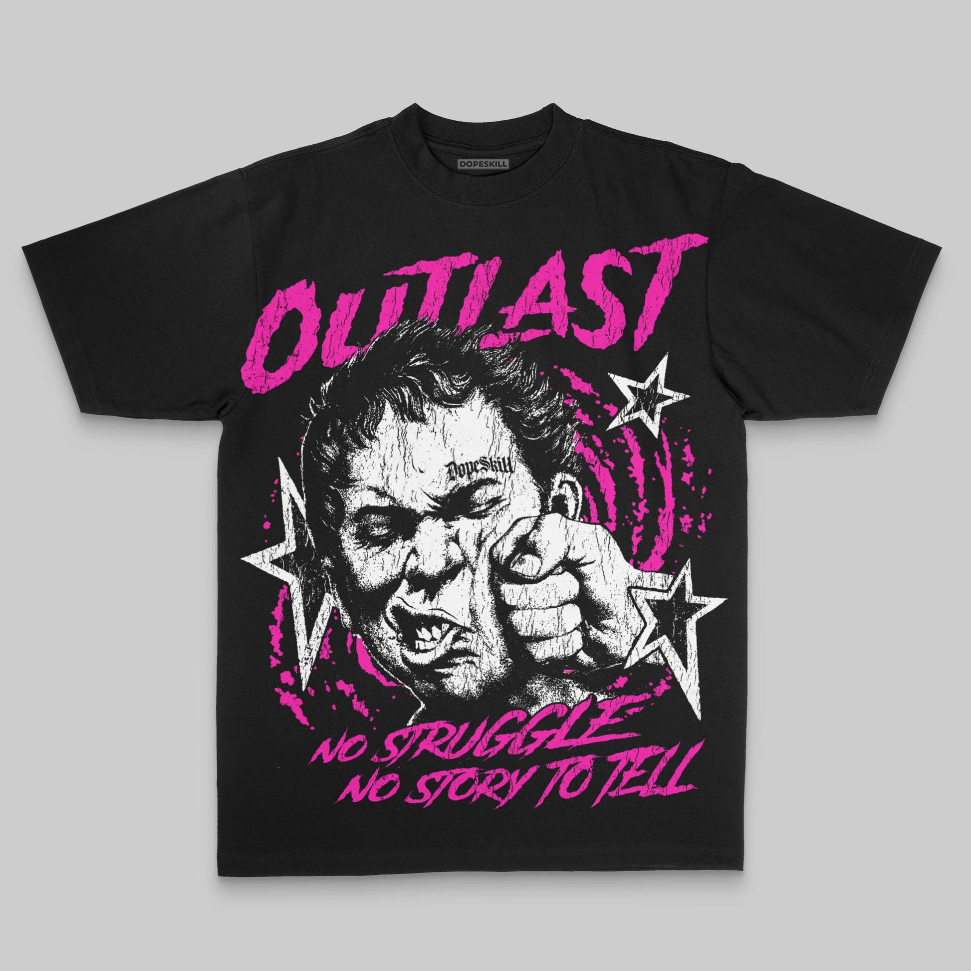Pink Oversize Print Outlast DopeSkill Graphic T-shirt Streetwear - black