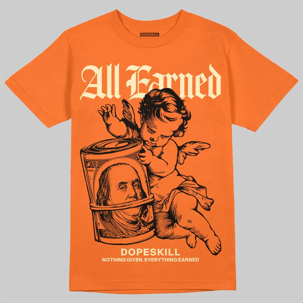 Orange, Black and White Sneakers DopeSkill T-Shirt All Earned Graphic Streetwear - Orange