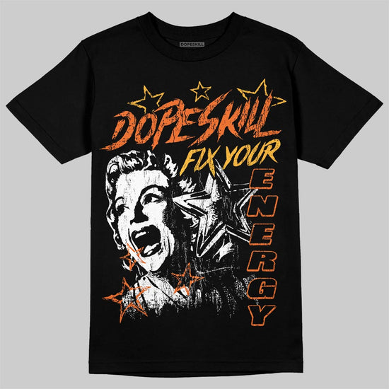 Orange Sneakers DopeSkill T-Shirt Fix Your Energy Graphic Streetwear - Black