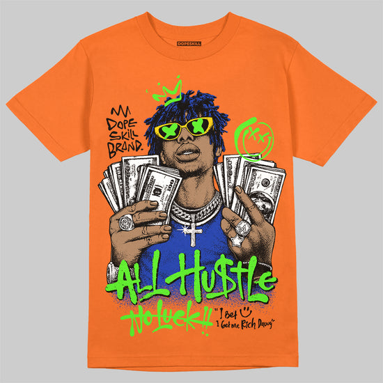 Orange Sneakers DopeSkill T-Shirt All Hustle No Luck Graphic Streetwear - Orange