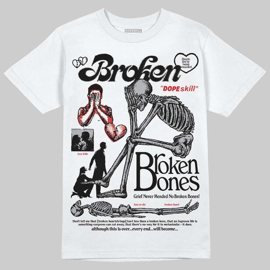 Jordan 4 OG “White Cement” DopeSkill T-Shirt Broken Bones Graphic Streetwear - White