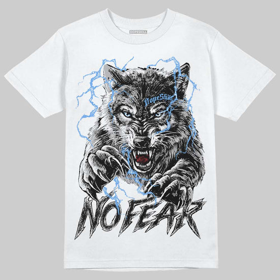 Jordan 5 Black University Blue DopeSkill T-Shirt No Fear Graphic Streetwear - White 