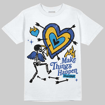 Royal Blue Sneakers DopeSkill T-Shirt Make Things Happen Graphic Streetwear - White