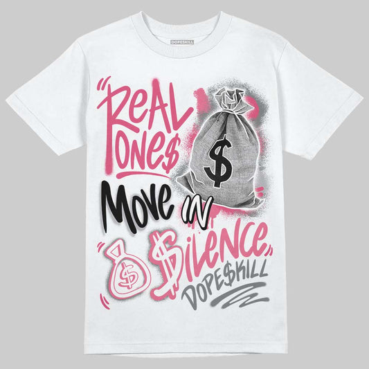 ASICS Gel Kayano 14 Pink Glo DopeSkill T-Shirt Real Ones Move In Silence Graphic Streetwear - White