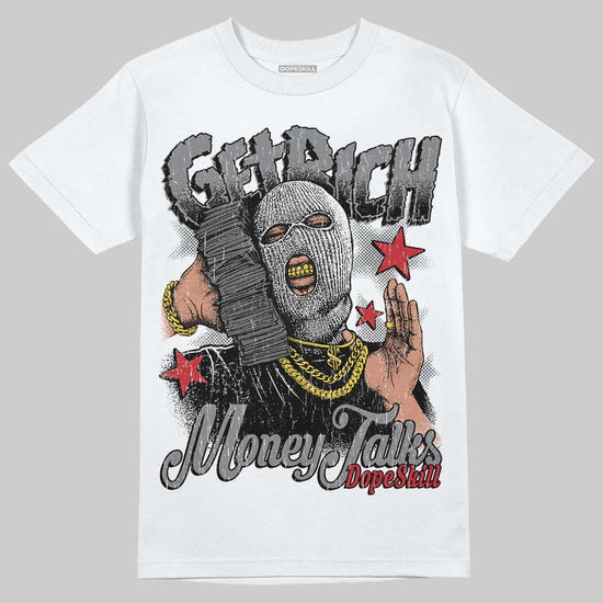 Jordan 4 “Black Cat” (2025) DopeSkill T-Shirt Get Rich Graphic Streetwear - White 