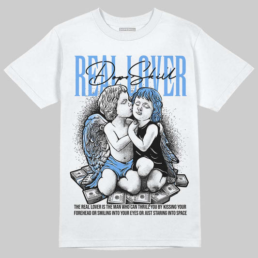 Jordan 5 Black University Blue DopeSkill T-Shirt Real Lover Graphic Streetwear - White