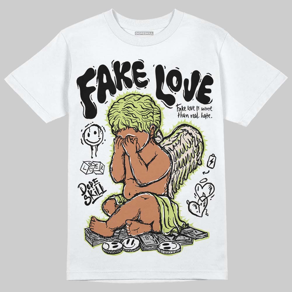 Jordan 5 “Luminous Green” DopeSkill T-Shirt False Love Graphic Streetwear - White