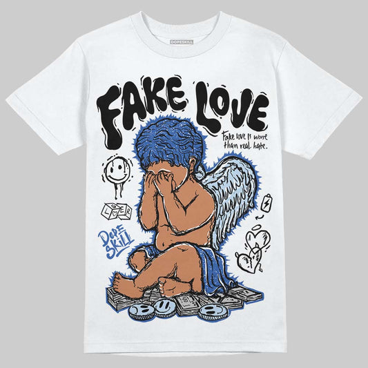 Awake NY x Jordan 5 Retro 'Black Racer Blue' DopeSkill T-Shirt False Love Graphic Streetwear - White
