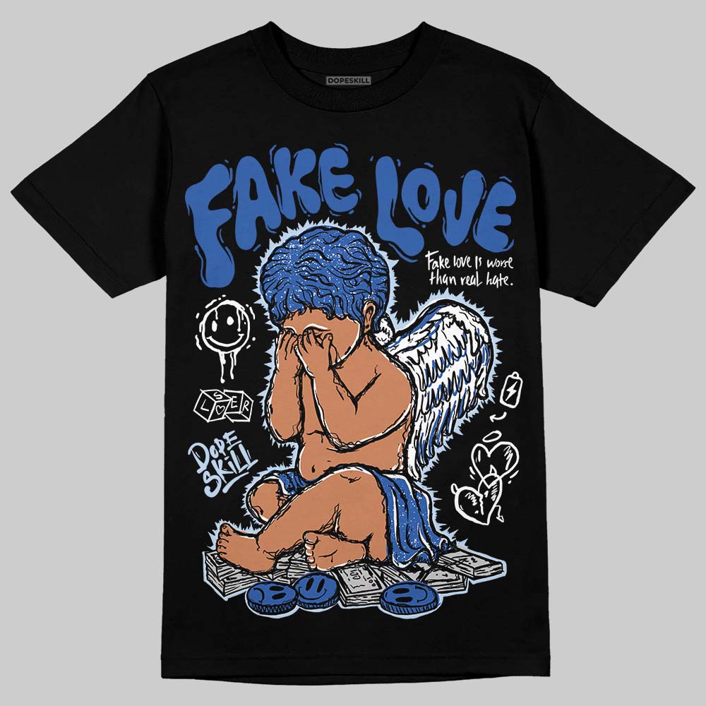 Awake NY x Jordan 5 Retro 'Black Racer Blue' DopeSkill T-Shirt False Love Graphic Streetwear - Black