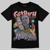 Harris Tweed x Dunk Low Denim Turquoise and Baroque Brown DopeSkill T-Shirt Get Rich Graphic Streetwear - Black