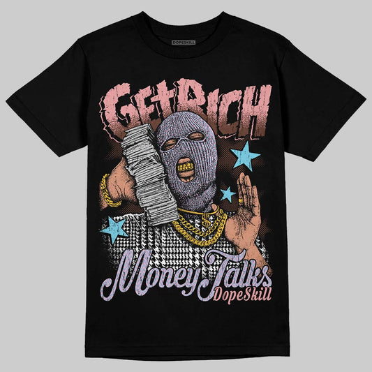 Harris Tweed x Dunk Low Denim Turquoise and Baroque Brown DopeSkill T-Shirt Get Rich Graphic Streetwear - Black