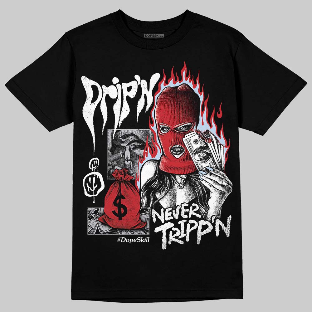 Jordan 5 Retro OG Black Metallic Reimagined DopeSkill T-Shirt Drip'n Never Tripp'n Graphic Streetwear - Black