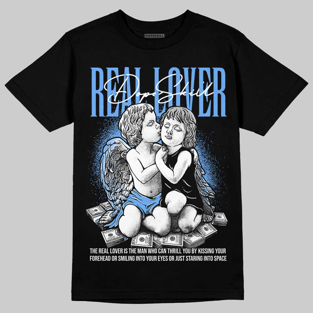 Jordan 5 Black University Blue DopeSkill T-Shirt Real Lover Graphic Streetwear - White
