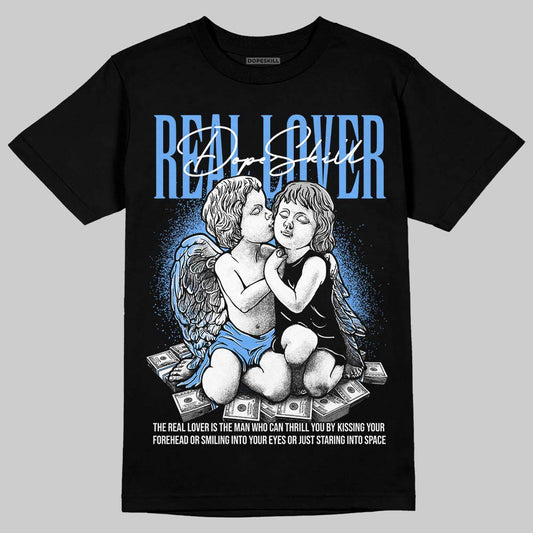 Jordan 5 Black University Blue DopeSkill T-Shirt Real Lover Graphic Streetwear - White