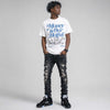 Black University Blue 5s DopeSkill T-Shirt Money Is Our Motive Typo Graphic