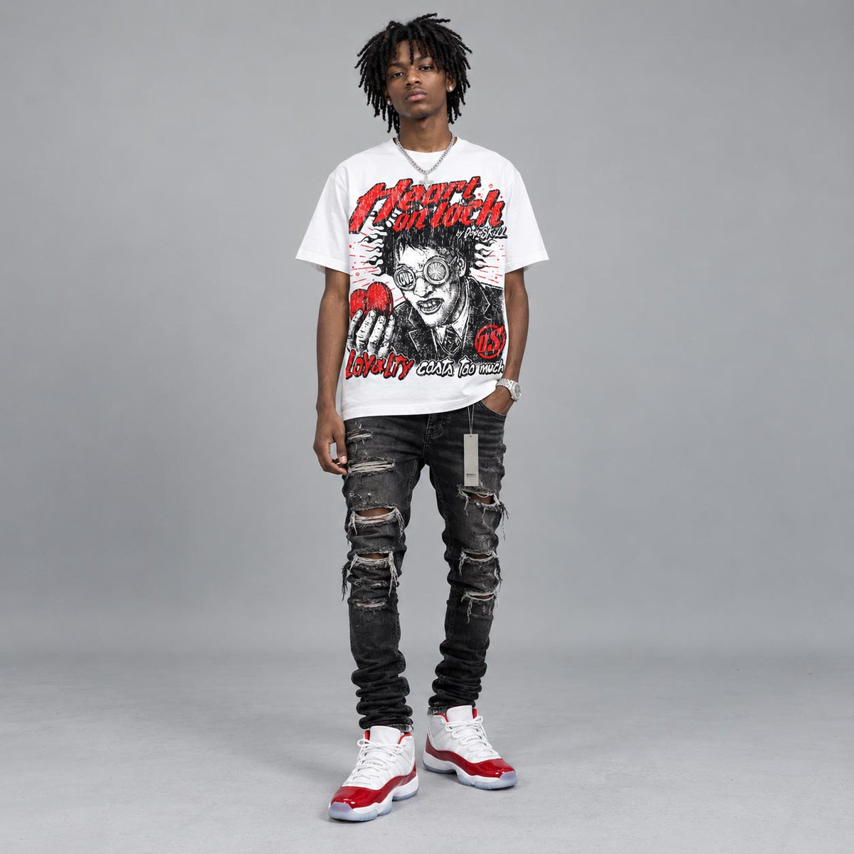 dopeskill-oversized-graphic-tee-heart-on-lock-collection-air-jordan-cherry-11s-1b
