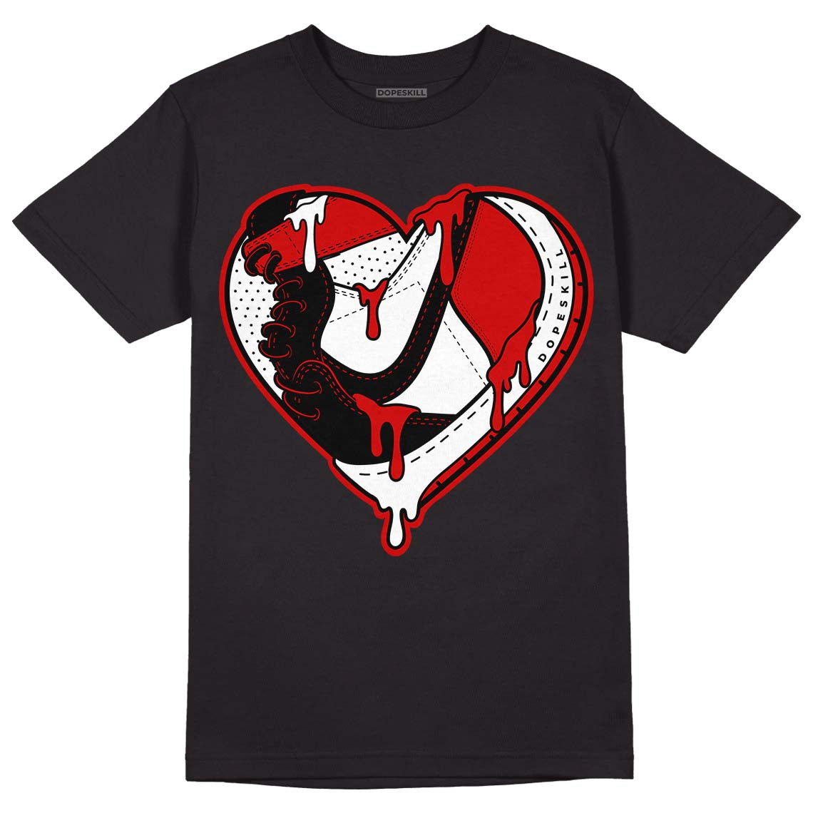 Jordan 1 Retro Low "Black Toe" DopeSkill T-Shirt Heart Jordan 1 Graphic Streetwear - Black