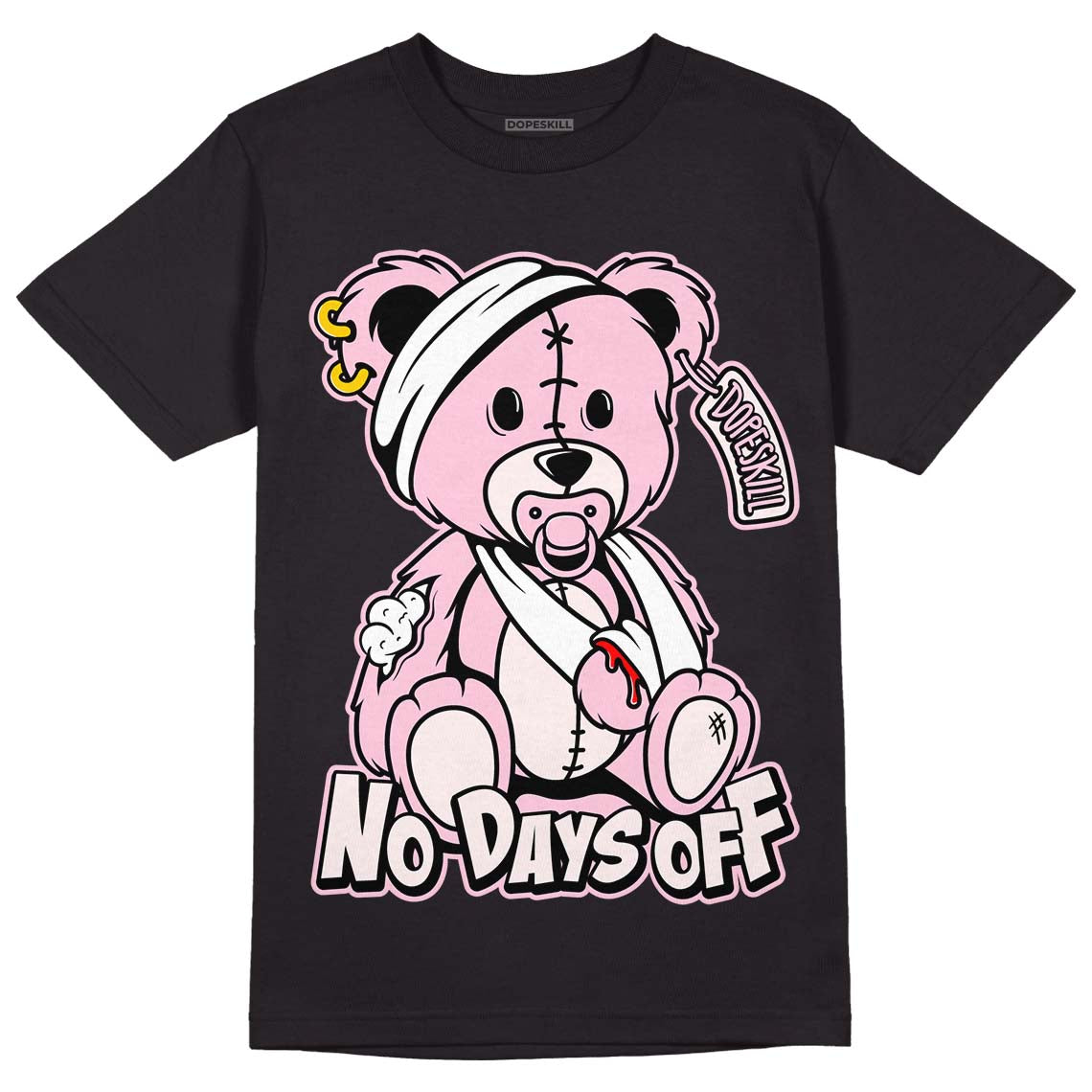 Dunk Low LX Pink Foam DopeSkill T-Shirt Hurt Bear Graphic Streetwear - Black