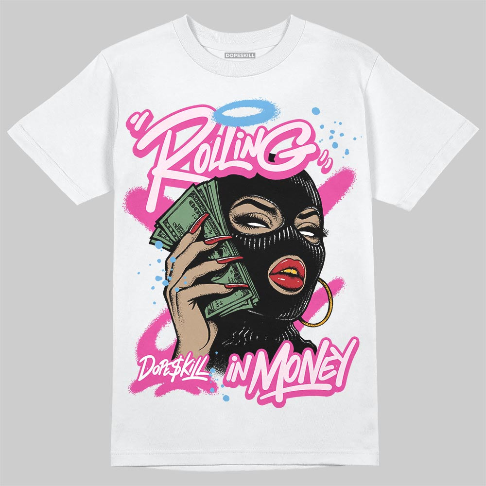 Dunk Low GS 'Triple Pink' DopeSkill T-Shirt Rolling in Money Graphic Streetwear - White 