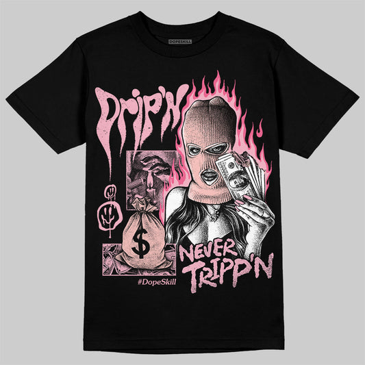 AMIRI White & Pink Stars Court Sneakers DopeSkill T-Shirt Drip'n Never Tripp'n Graphic Streetwear - Black