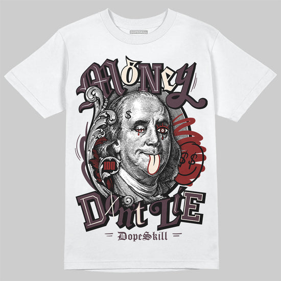 Adidas Samba OG Maroon Gold Metallic DopeSkill T-Shirt Money Don't Lie Graphic Streetwear - White