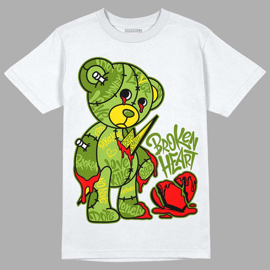 SB Dunk Low Chlorophyll DopeSkill T-Shirt Broken Heart Graphic Streetwear - White
