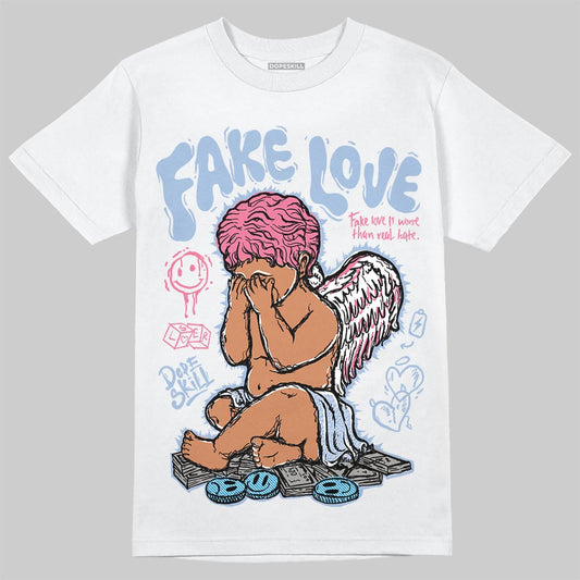 Jordan 3 GS “Denim/Pink Glow” DopeSkill T-Shirt False Love Graphic Streetwear - White