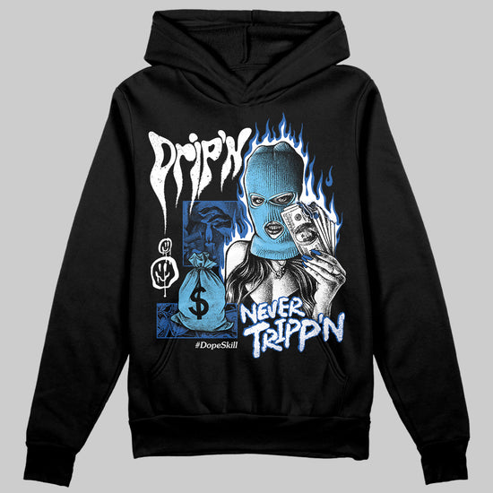 Jordan 12 “Blueberry” DopeSkill Hoodie Sweatshirt Drip'n Never Tripp'n Graphic Streetwear - Black