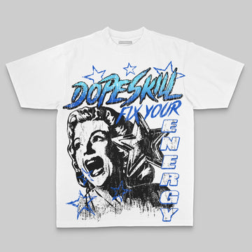 Royal Blue Oversize Print Fix Your Energy DopeSkill Graphic Premium T-shirt Streetwear - White