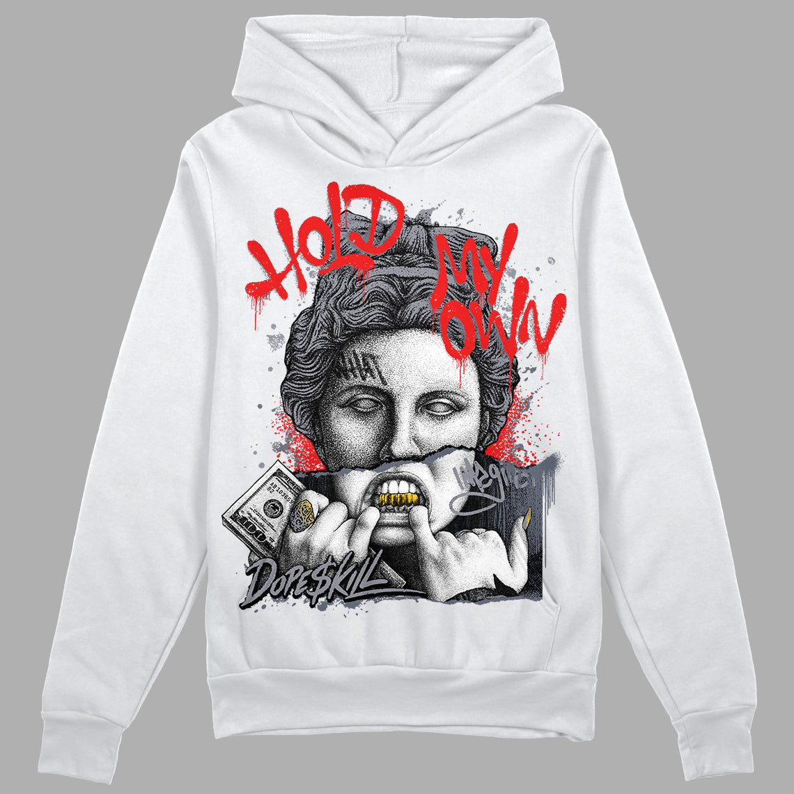 Jordan 14 Retro 'Stealth' DopeSkill Hoodie Sweatshirt Hold My Own Graphic Streetwear - White