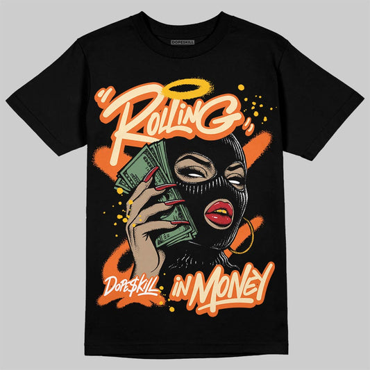 Orange, Black and White Sneakers DopeSkill T-Shirt Rolling in Money Graphic Streetwear - Black