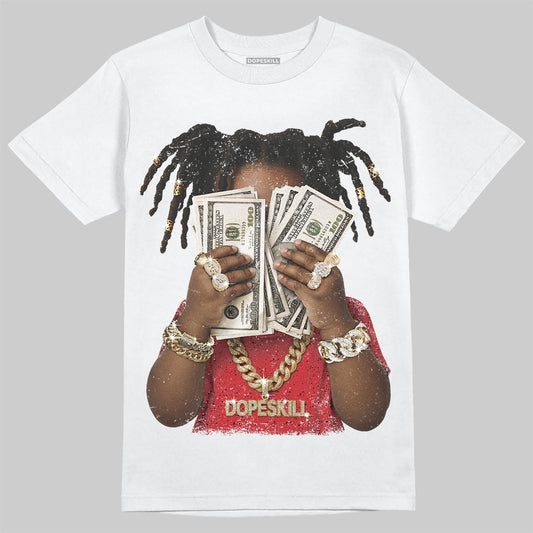 Jordan 4 Retro Red Cement DopeSkill T-Shirt Rich Youth Graphic Streetwear - White