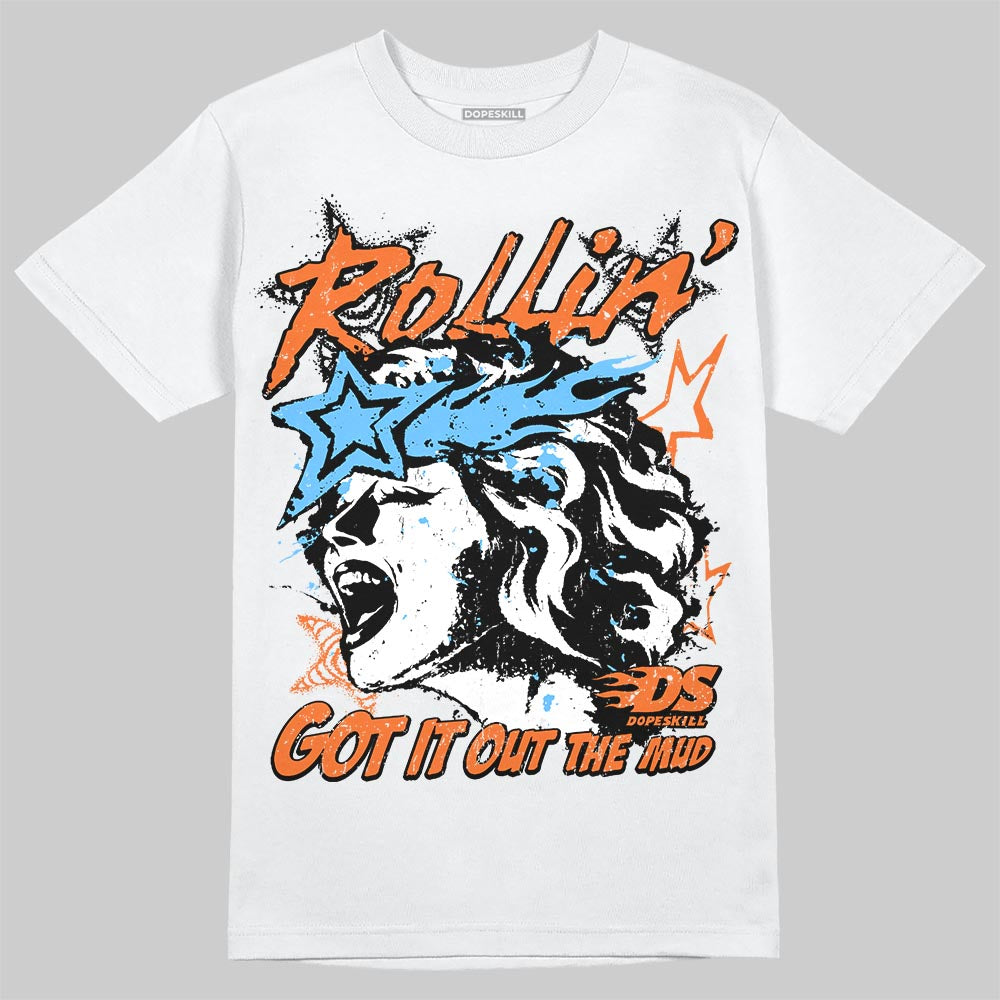 Orange, Black and White Sneakers DopeSkill T-Shirt Got It Out The Mud Graphic Streetwear - White